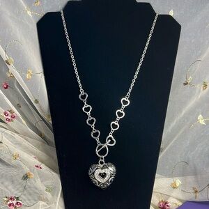 Enamel Heart Toggle Necklace Vintage